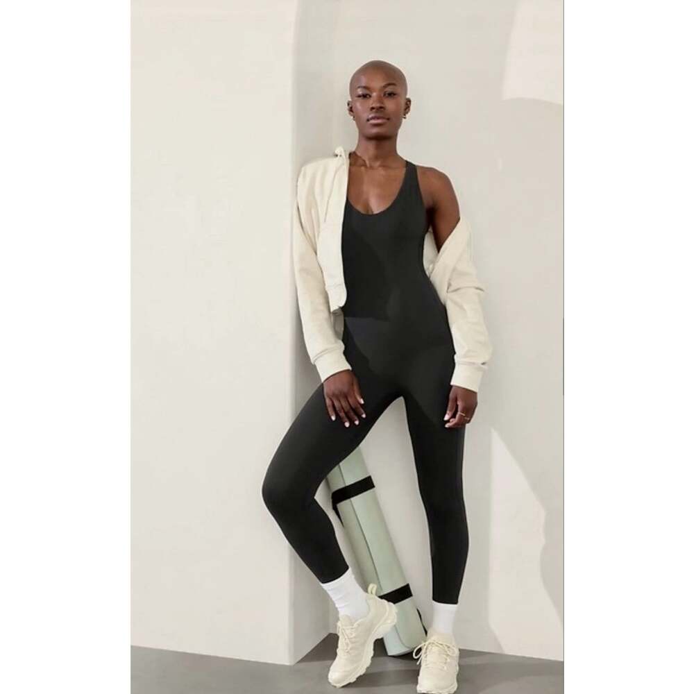 Athleta Transcend 7/8 Bodysuit Jumpsuit Black Size Small S Yoga Pilates